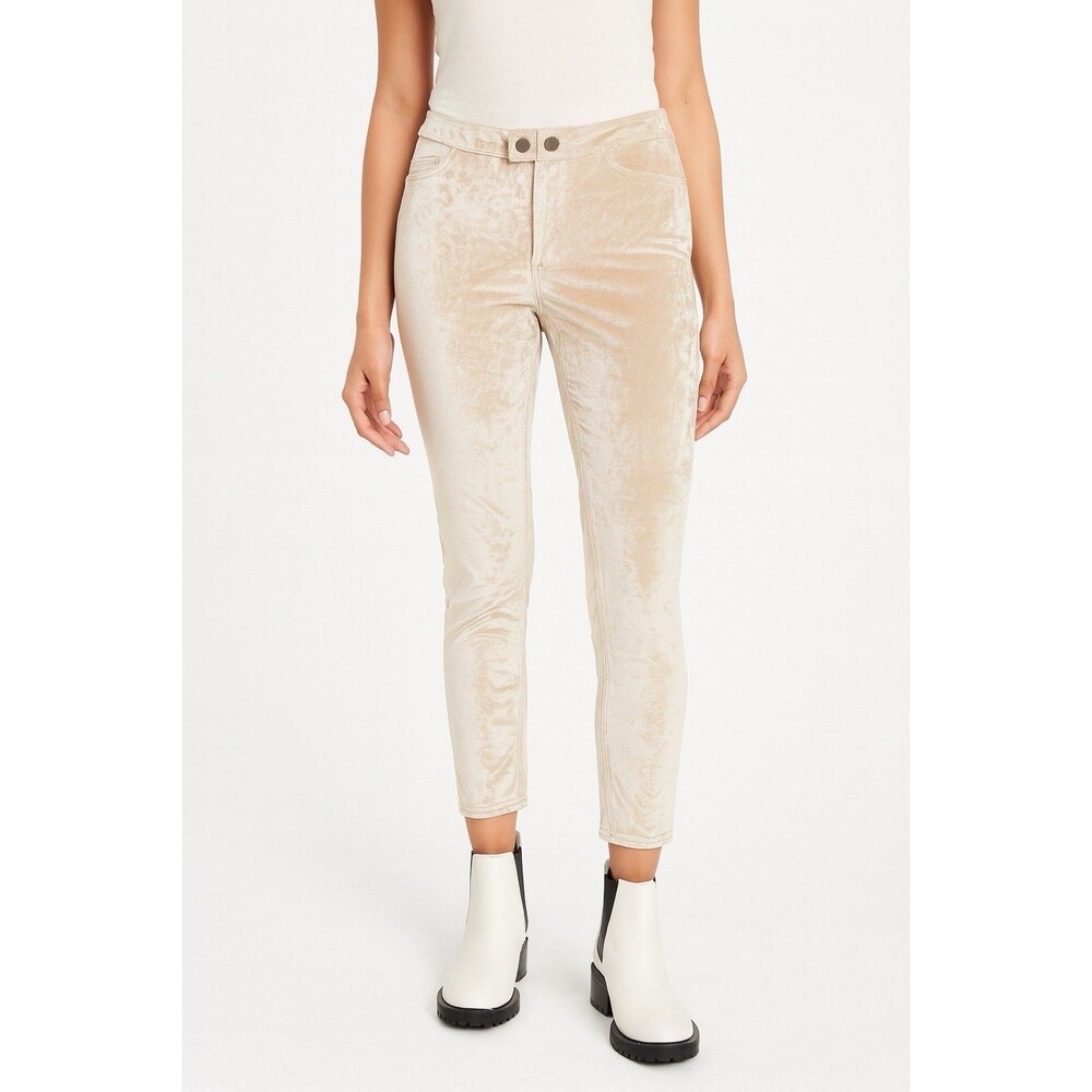 Velvet Skinny Pants Champagne Crushed Stretch High Rise Slim Size 30 We The Free